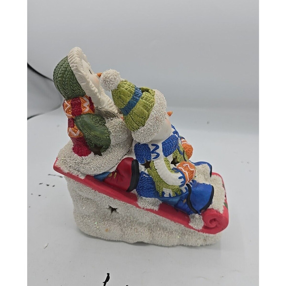 Vintage International Bazaar Snowman on Sled Holiday Christmas Decor Ornament - Picture 4 of 6